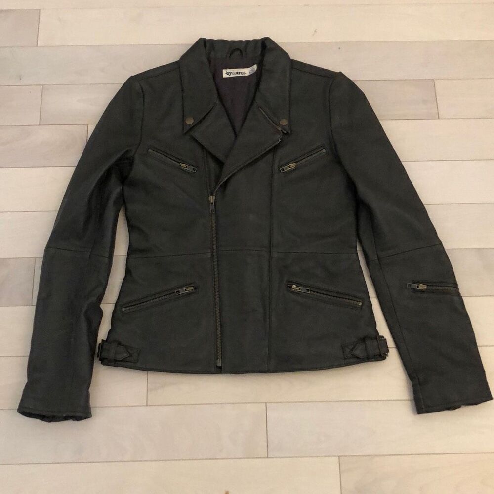 by Corpus Women's Leather Jacket Riders Moto Zip Pocket Lambskin Black Small